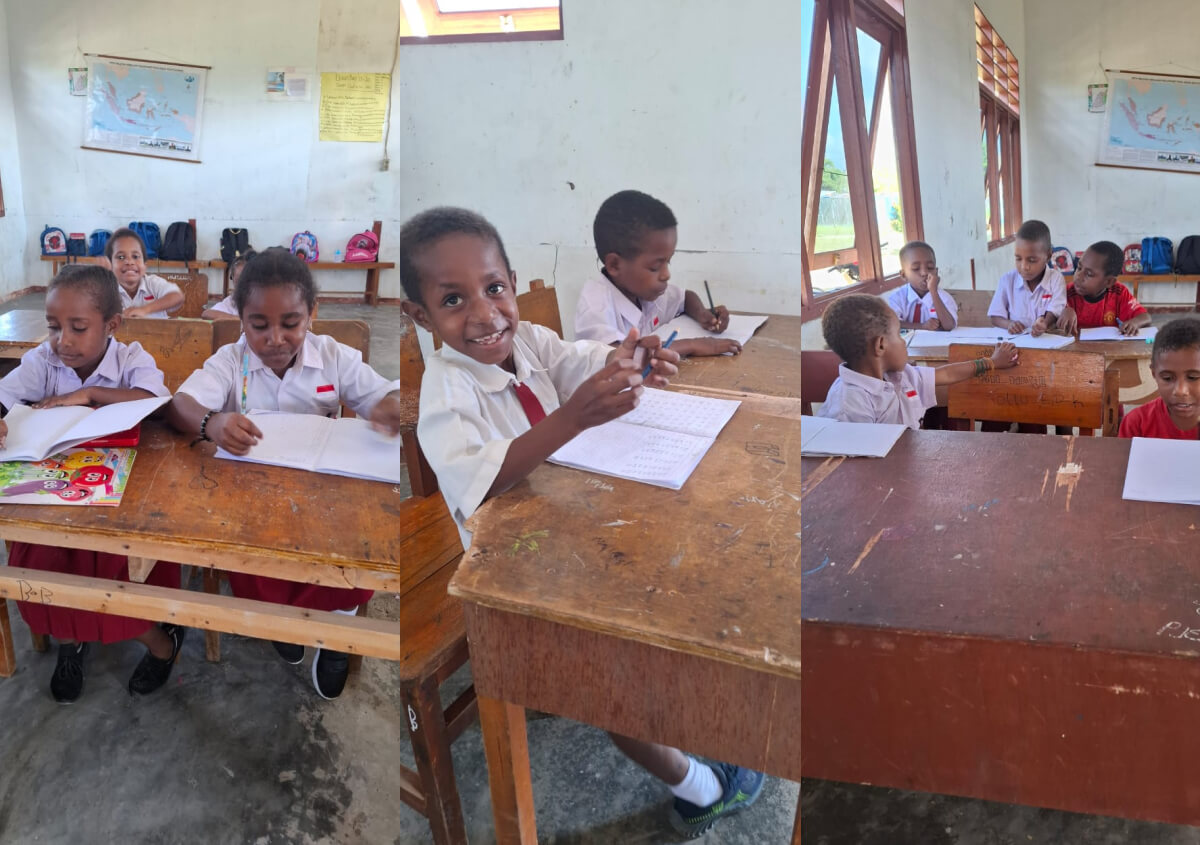 Siswa belajar dengan apa adanya di dalam kelas